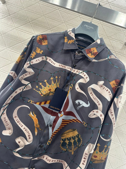 Printed Collared Silk Shirt