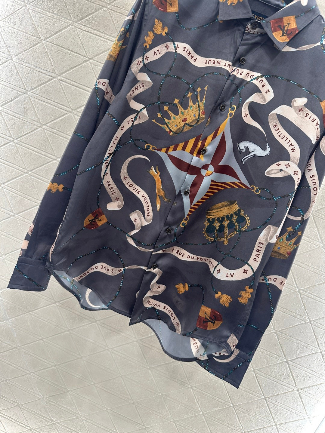 Printed Collared Silk Shirt