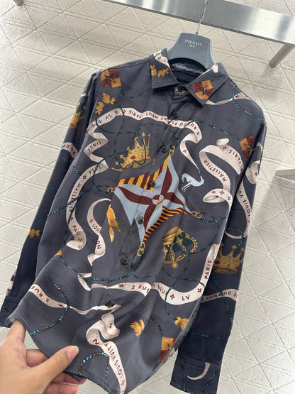 Printed Collared Silk Shirt