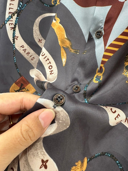 Printed Collared Silk Shirt