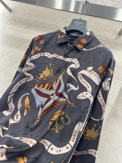 Printed Collared Silk Shirt
