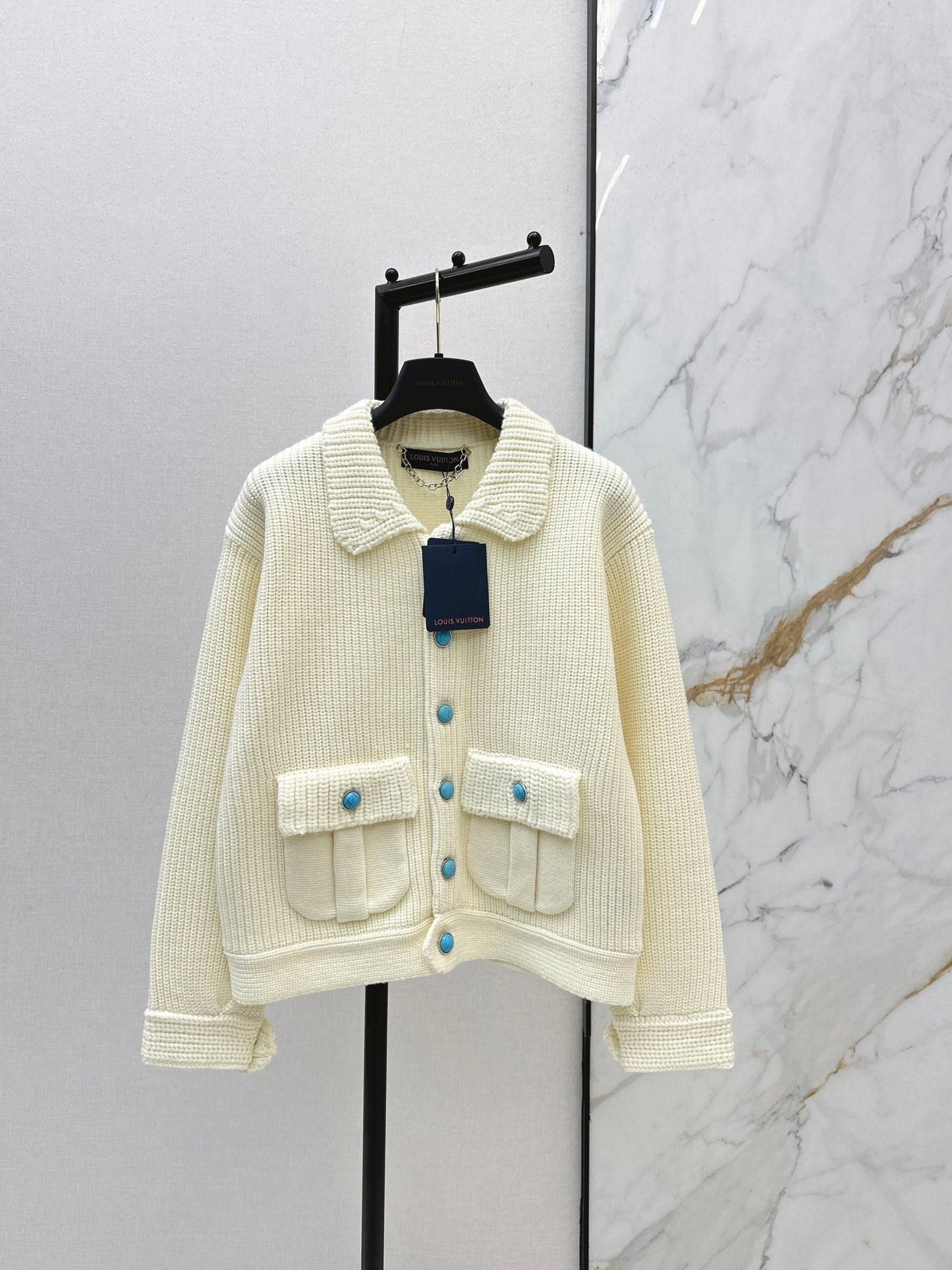 Colorful button-trimmed cardigan
