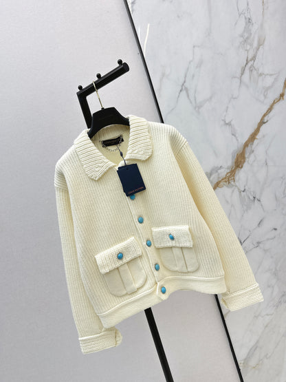 Colorful button-trimmed cardigan