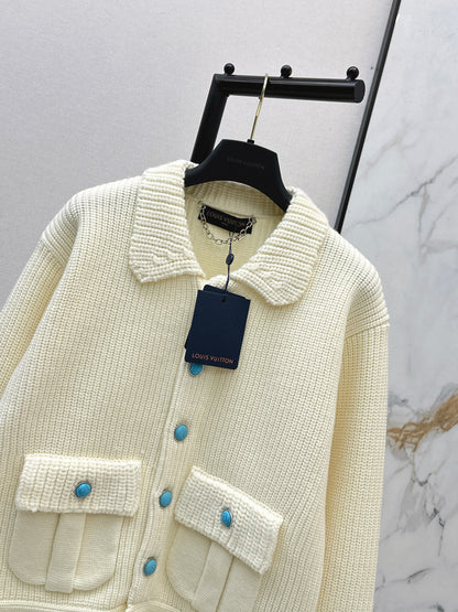 Colorful button-trimmed cardigan