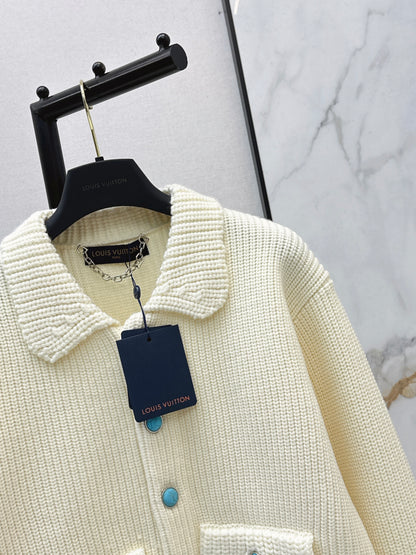 Colorful button-trimmed cardigan