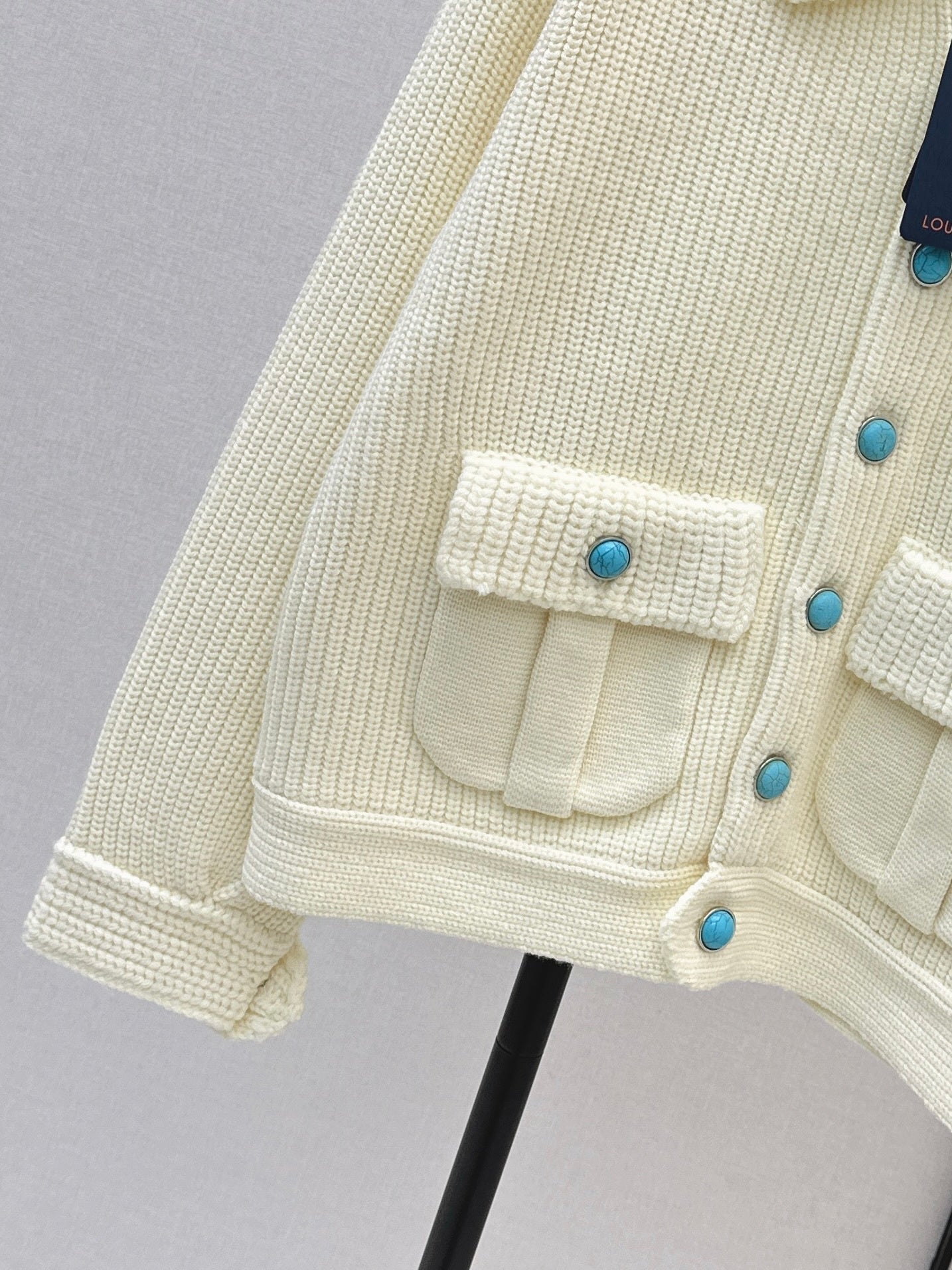 Colorful button-trimmed cardigan