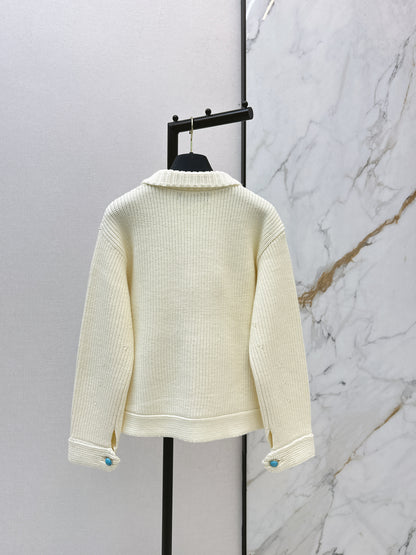 Colorful button-trimmed cardigan