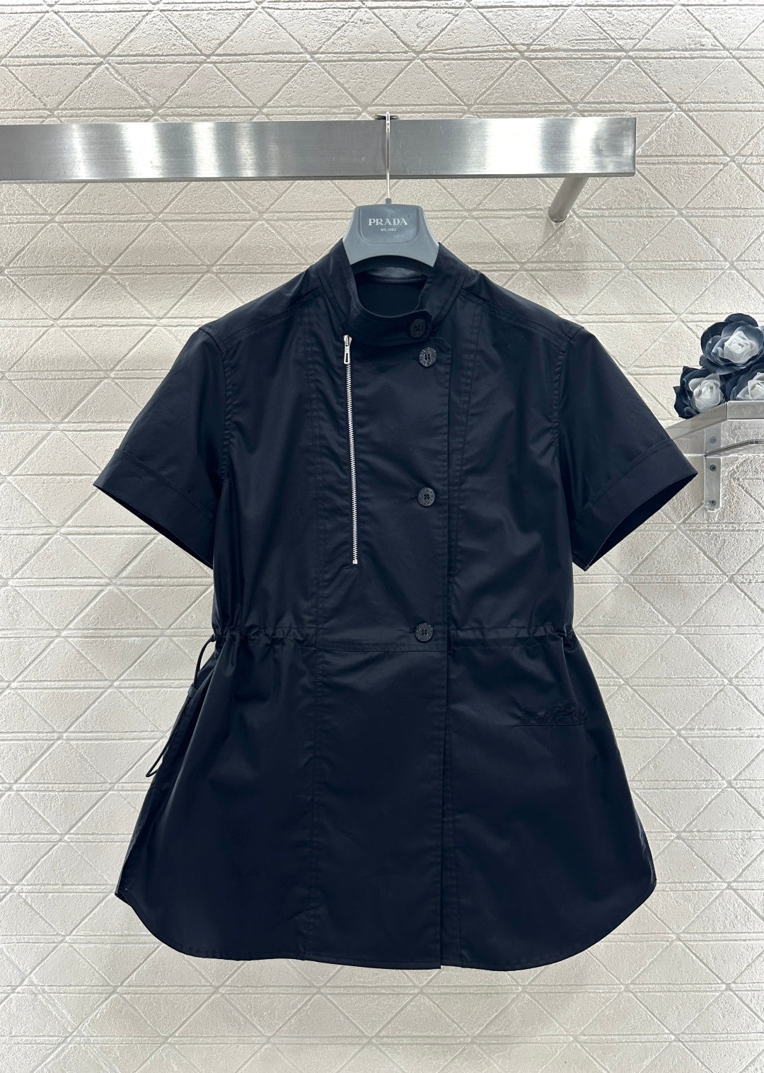 Stand Collar Deconstructed Shirt Dress