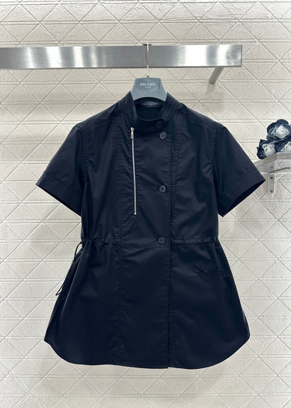 Stand Collar Deconstructed Shirt Dress