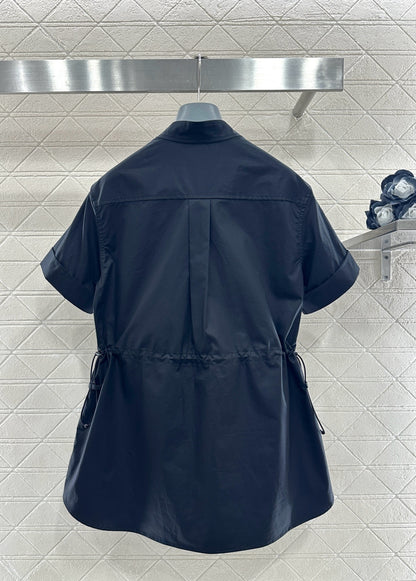 Stand Collar Deconstructed Shirt Dress
