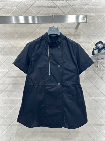 Stand Collar Deconstructed Shirt Dress