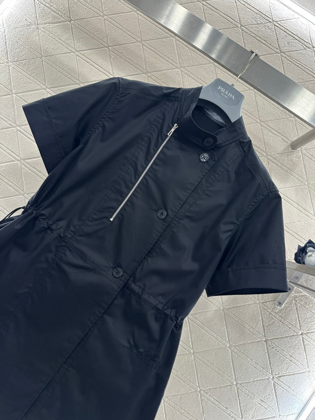 Stand Collar Deconstructed Shirt Dress