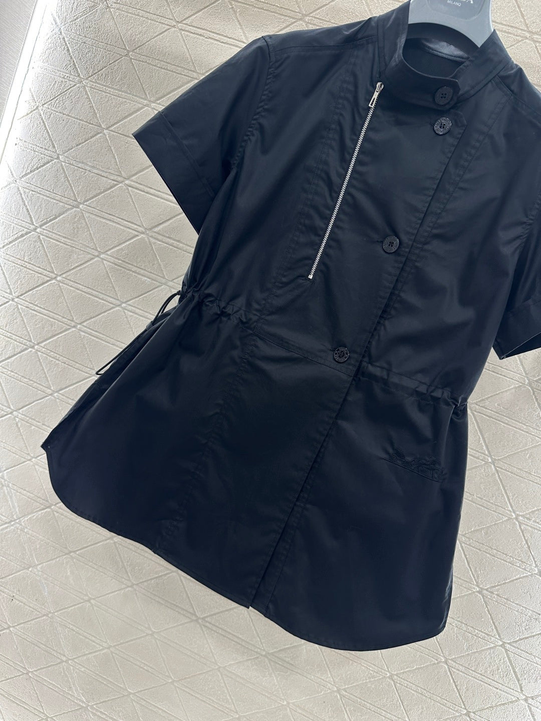Stand Collar Deconstructed Shirt Dress