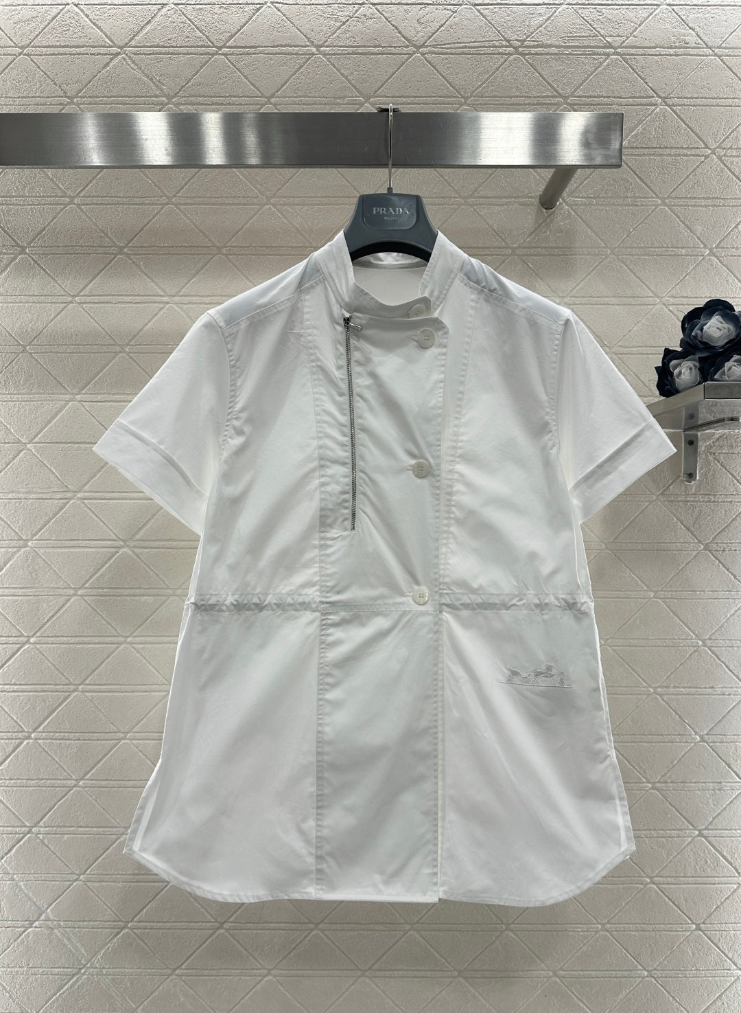 Stand Collar Deconstructed Shirt Dress