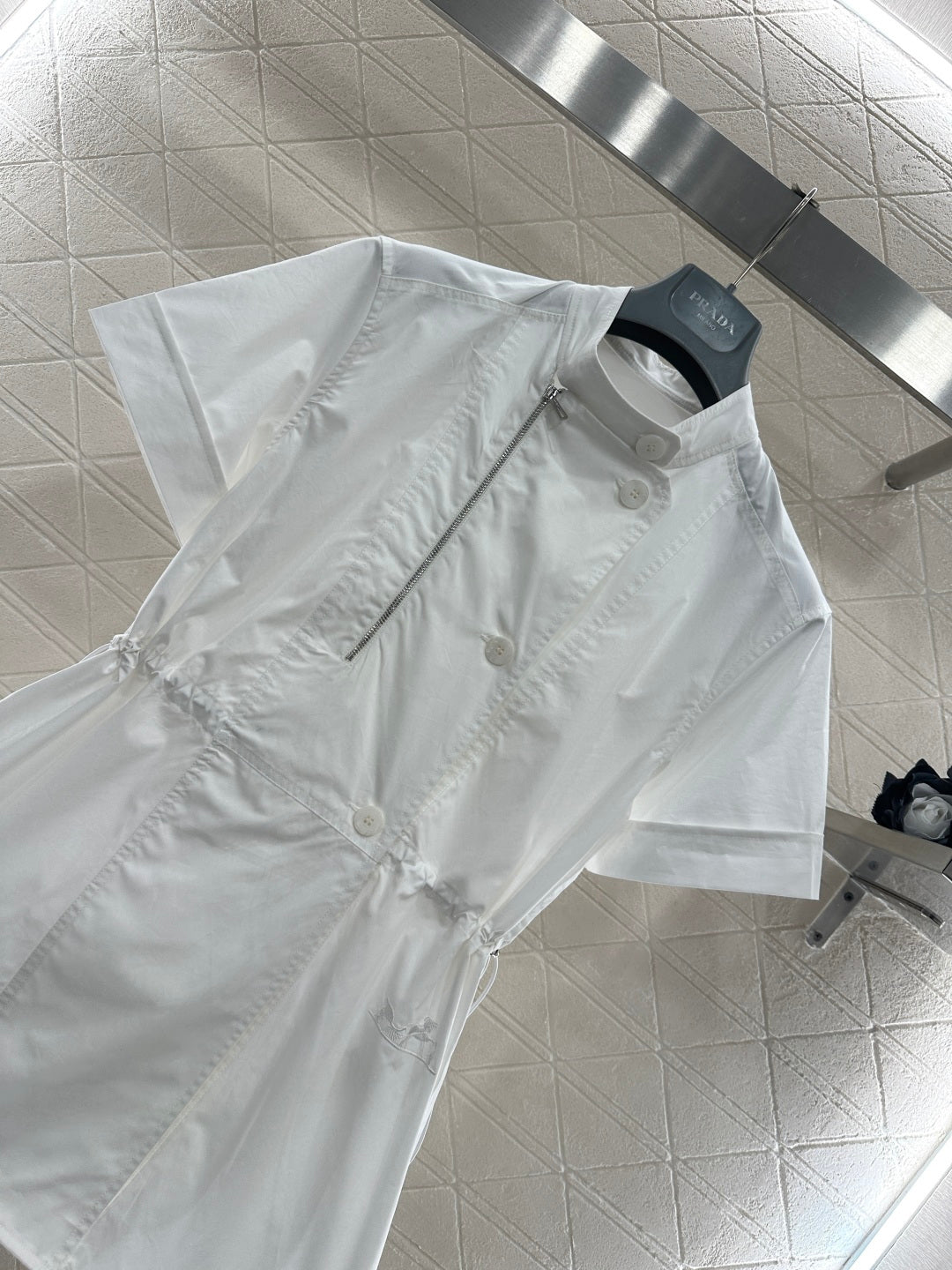 Stand Collar Deconstructed Shirt Dress