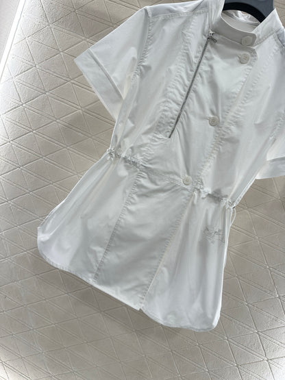 Stand Collar Deconstructed Shirt Dress