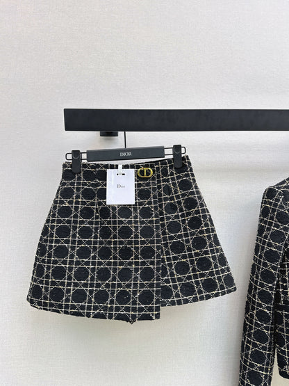 Canvas-patterned shorts skirt