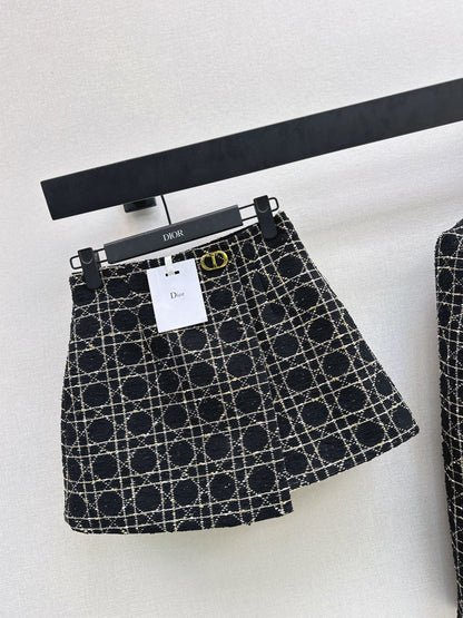 Canvas-patterned shorts skirt