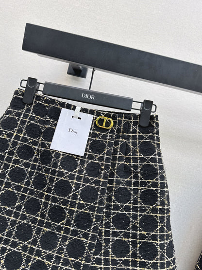 Canvas-patterned shorts skirt