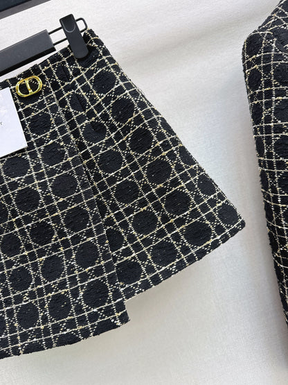 Canvas-patterned shorts skirt