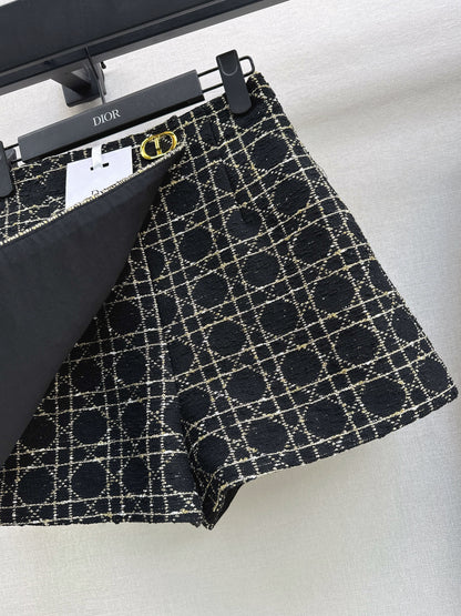 Canvas-patterned shorts skirt