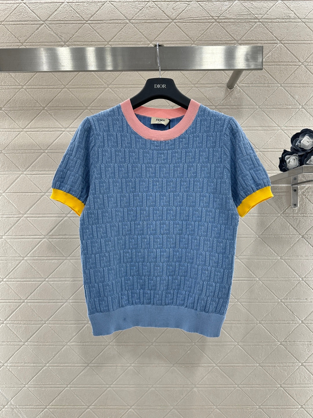 Jacquard Knit Short-Sleeve T-Shirt