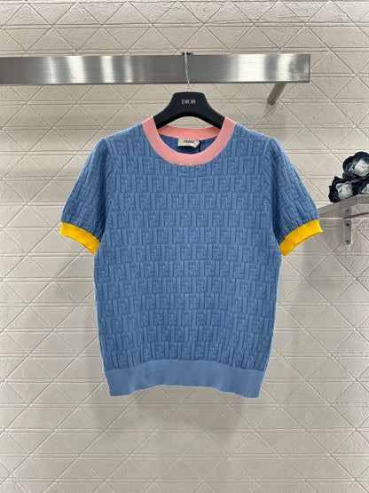 Jacquard Knit Short-Sleeve T-Shirt