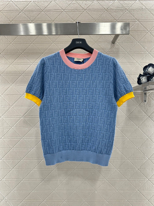 Jacquard Knit Short-Sleeve T-Shirt