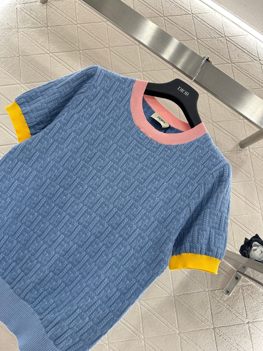 Jacquard Knit Short-Sleeve T-Shirt