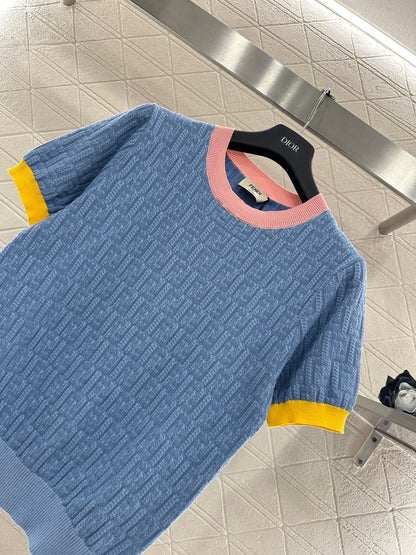 Jacquard Knit Short-Sleeve T-Shirt