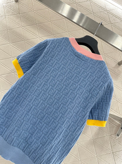 Jacquard Knit Short-Sleeve T-Shirt