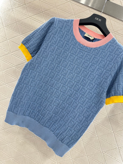 Jacquard Knit Short-Sleeve T-Shirt