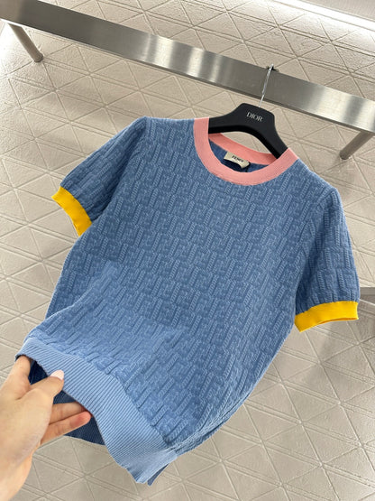 Jacquard Knit Short-Sleeve T-Shirt