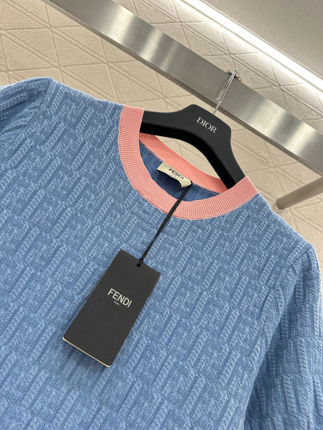 Jacquard Knit Short-Sleeve T-Shirt
