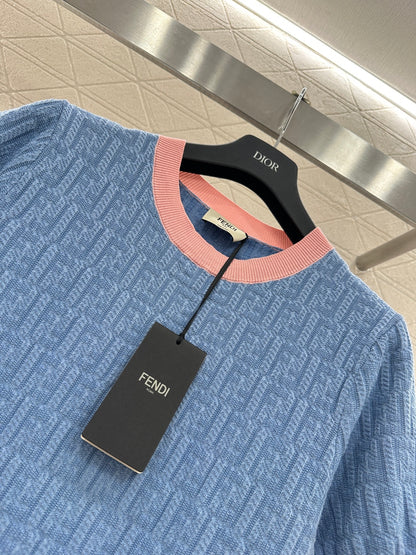 Jacquard Knit Short-Sleeve T-Shirt