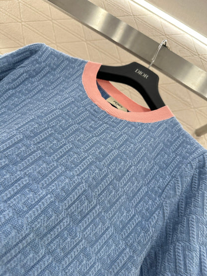Jacquard Knit Short-Sleeve T-Shirt