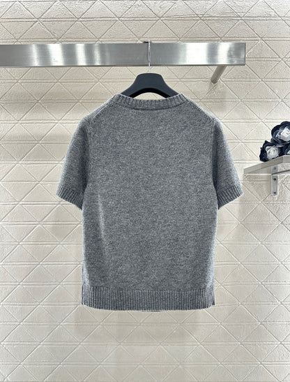 Jacquard Horsehead Short-Sleeve Sweater