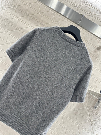 Jacquard Horsehead Short-Sleeve Sweater