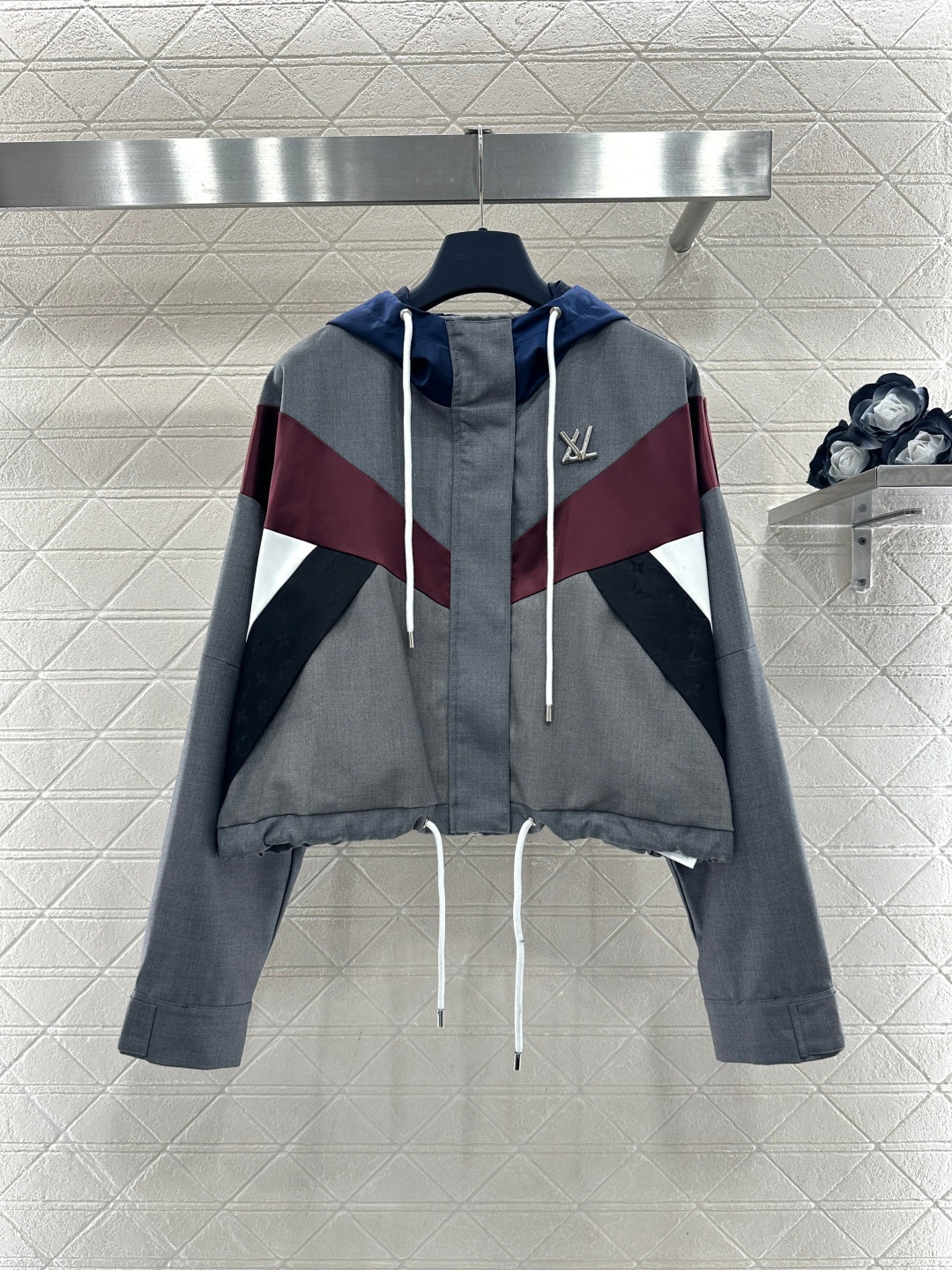 Hooded Color-Blocked Zip-Up Jacket