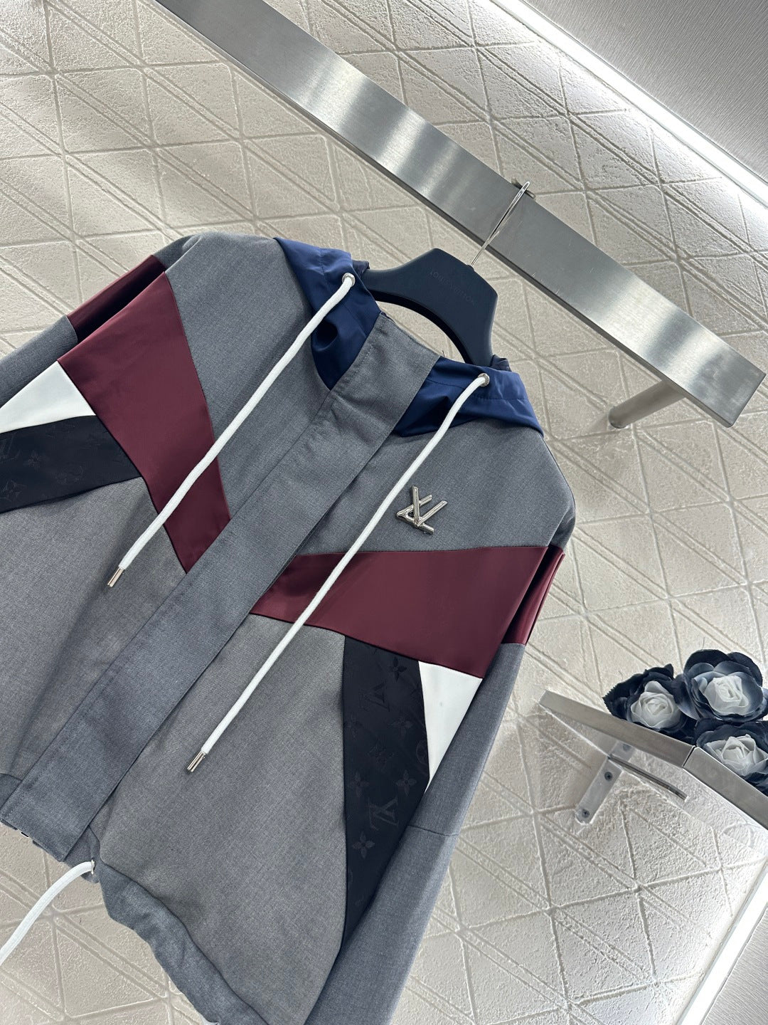 Hooded Color-Blocked Zip-Up Jacket