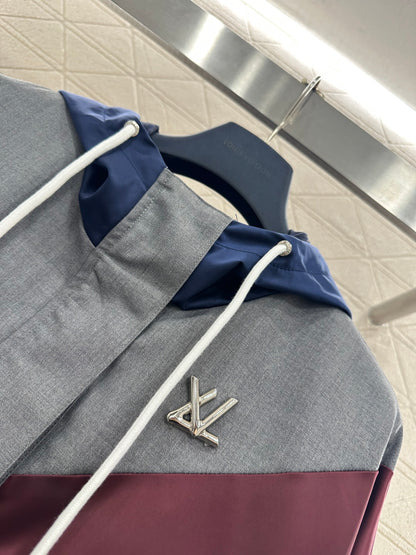Hooded Color-Blocked Zip-Up Jacket
