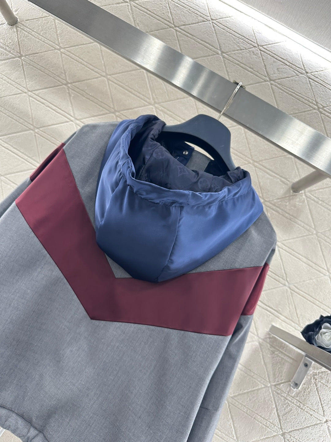 Hooded Color-Blocked Zip-Up Jacket