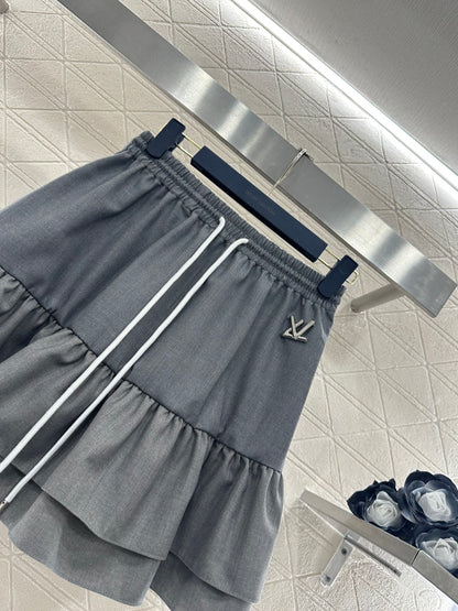 Hooded Color-Blocked Zipper Mini Skirt