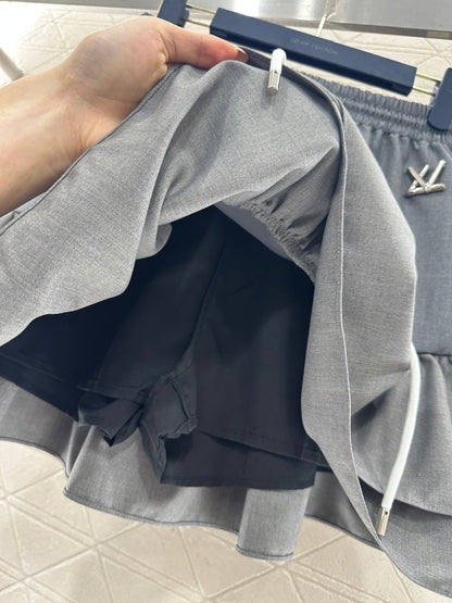 Hooded Color-Blocked Zipper Mini Skirt