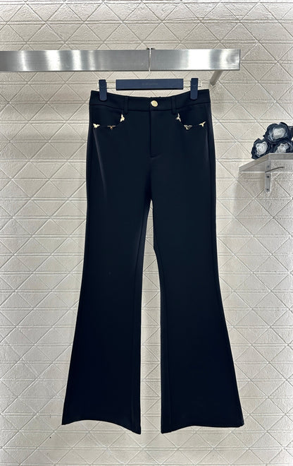 High-Waisted Slim-Fit Flared Trousers