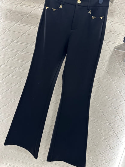 High-Waisted Slim-Fit Flared Trousers
