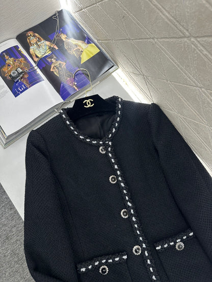Round Neck Tie-Edge Jacket
