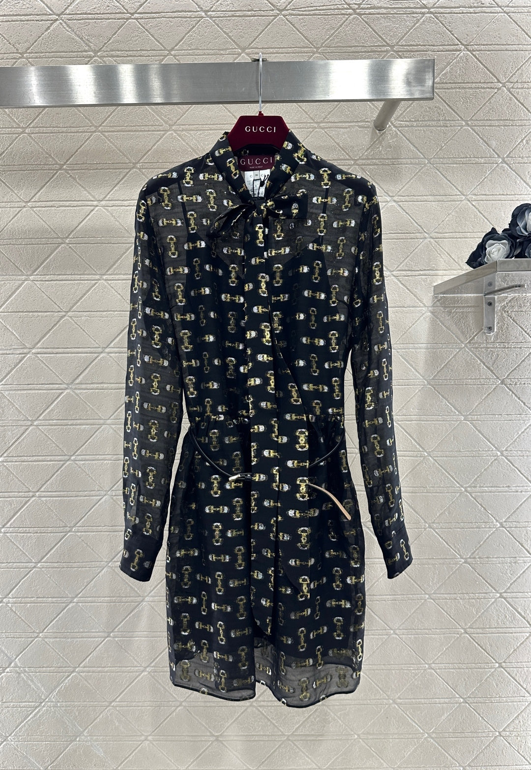 Active Print Silk Belt Dress