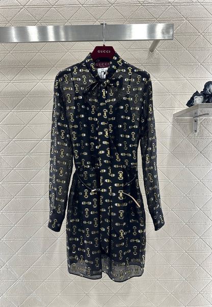 Active Print Silk Belt Dress