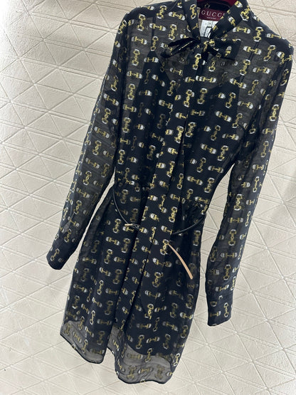Active Print Silk Belt Dress